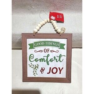 NEW NWT Good Tidings of Comfort & Joy  Wood Sign 6 x 6  inch Christmas Ornament